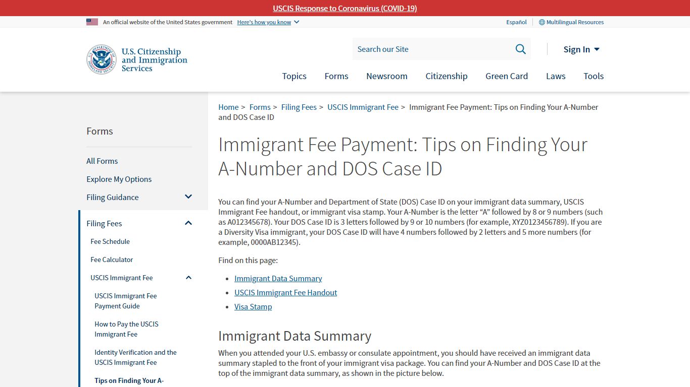 Immigrant Fee Payment: Tips on Finding Your A-Number and DOS Case ID ...
